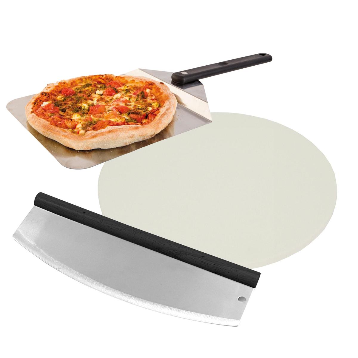 Ensemble de pierres à pizza bremermann, 2 pièces // pierre à pizza avec lève-pizza // cordiérite