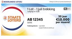 Image of 'Staatslot 1 juli trekking zonder XL'