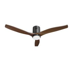 Hombli Slimme Plafondventilator & Verlichting - Zwart & Donker Hout hangend