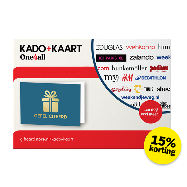 15% korting: Kado+Kaart Gefeliciteerd