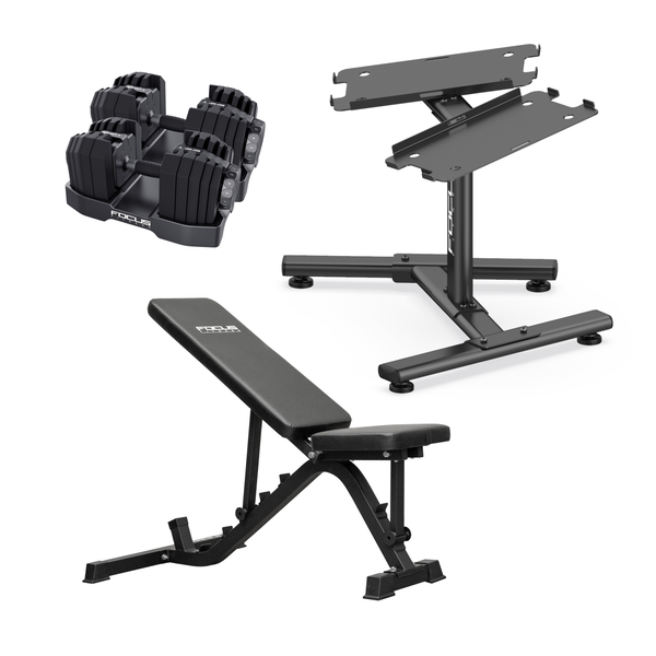 Combideal Standaard & Trainingsbank+ 2x Focus Fitness Shift- Verstelbare Dumbbell