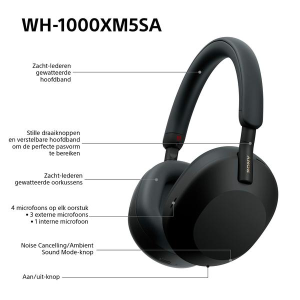 Sony WH-1000XM5 koptelefoon - Zwart (softcase) | Nu met €70