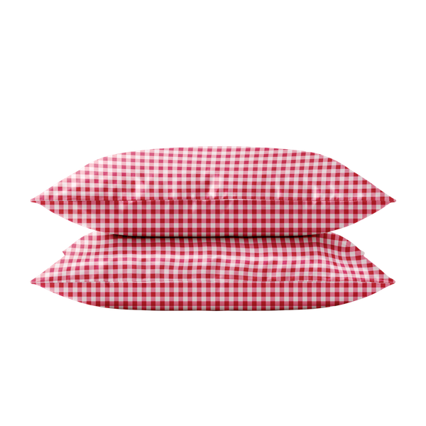 Afbeelding kussensloop van HappyBed Gingham check burgundy